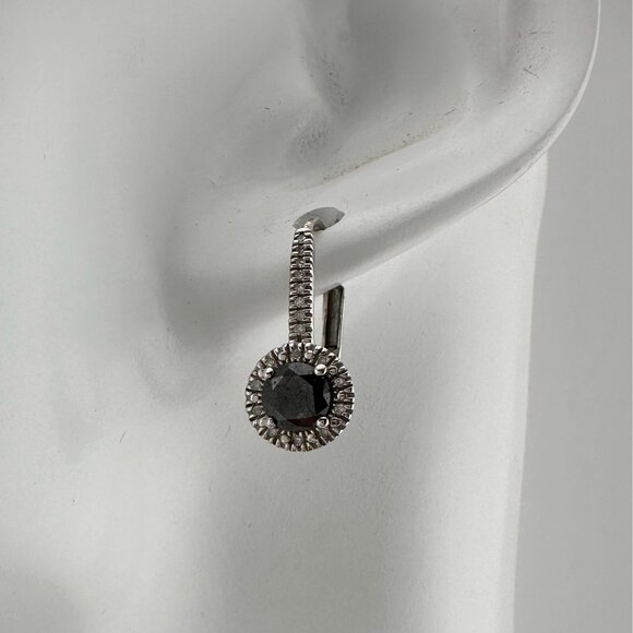 Beautiful 1 Carat Black Diamond Halo Earring and Necklace Set - Picture 7 of 16